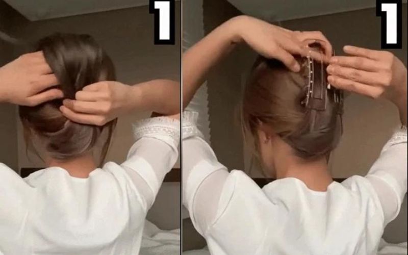 cách búi tóc bằng kẹp càng cua đơn giản