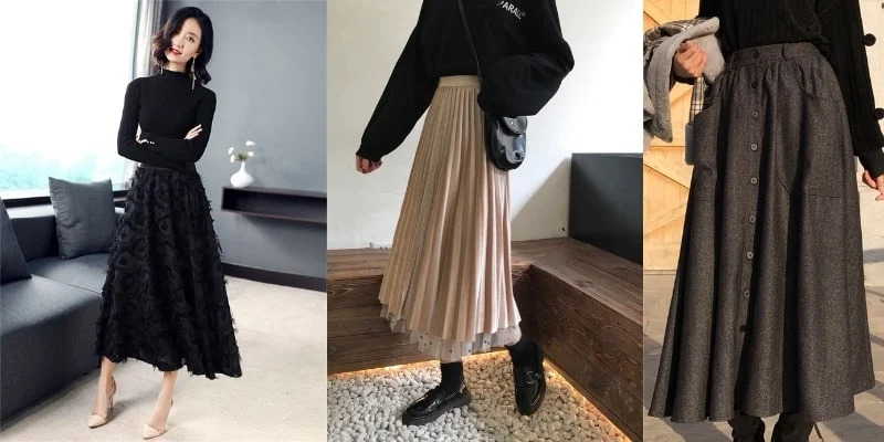 Cách phối đồ cho người lùn chân to với váy midi